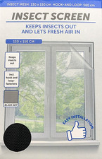 Zanzariera per Finestre 130x150 cm - Rete Anti-Insetto con Fissaggio in Velcro