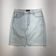 Banana Republic Womens Light Wash Blue Denim Straight Skirt Fringed Hem Size 6