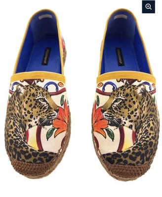 Dolce & Gabbana Size 38 Women s Lion Yellow/White Floral Espadrilles