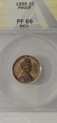 1955 Lincoln Wheat Cent Penny, Proof Red Coin
