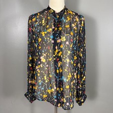 Equipment Femme Floral Silk Blouse Top Button Up S Sheer Quiet Luxury Business