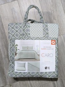 Caro Home 3 piece Cotton Quilt Set Priya Sage Queen Size NEW