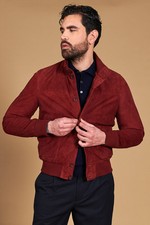 Bomber Vera Pelle Uomo Bordeaux Giacca Renna Giubbotto Camoscio Alex