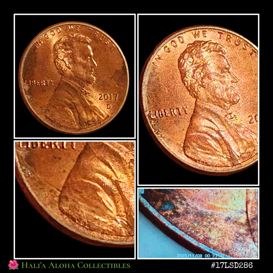 💠🪙💠2017 D Lincoln Cent Dual Plating & Strike Through ERRORS - Image 3 of 4