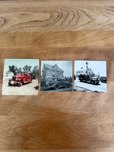 (3) Amesbury MA Fire Department Antique Truck Photos Original Photos