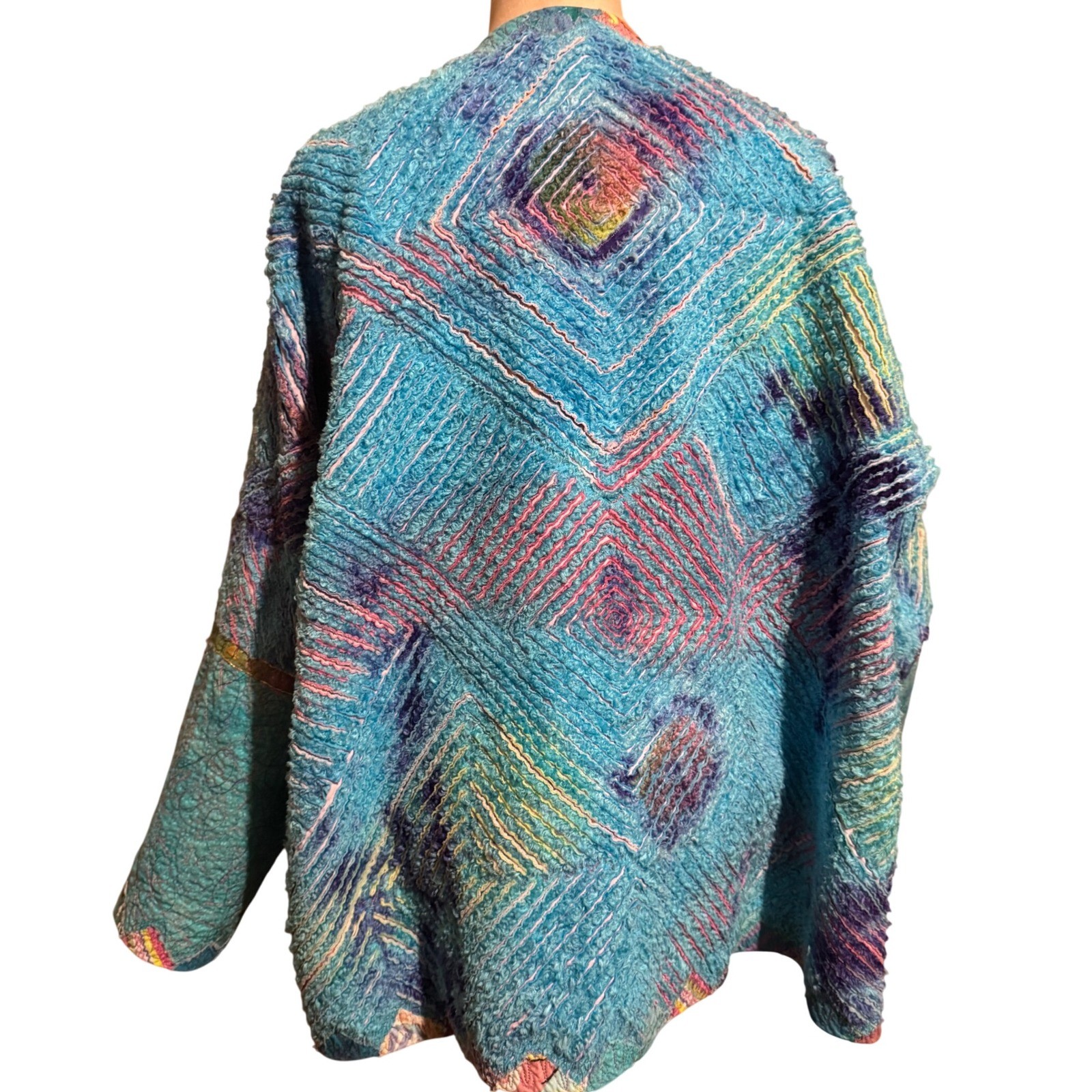 Handmade W Large Quilted patchwork Jacket Reversi… - image 11