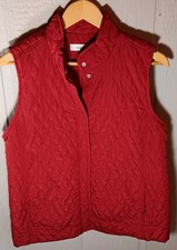 Croft & Barrow Puffer Vest Women's M Red Snap Up Quilted Lightweight Polyester 