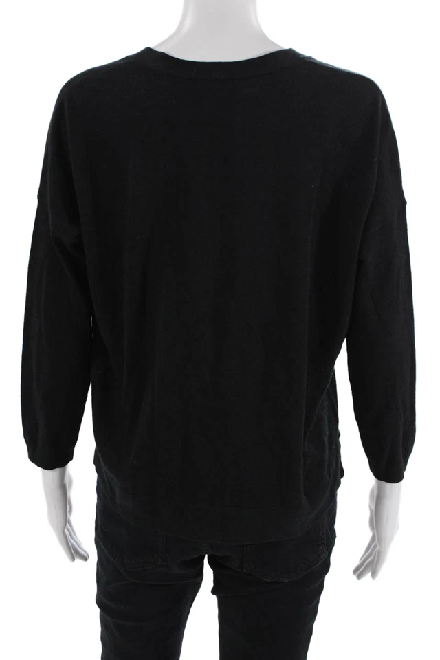 Lilla P Womens Button Front Long Sleeve Oversized Cardigan Sweater Black Small - Image 3 of 4