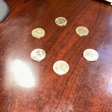Six 6 Gold US Presidents One 1 Dollar Coins In Great Condition