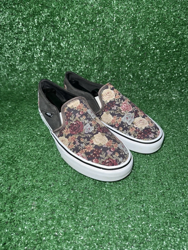Vans Classic Slip On Asher Rose Floral Skate Shoes Sneakers Women's Size 8.5 - Image 2 of 4