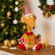 Christmas Gingerbread Rat Decoration Soft Plush 67cm Xmas Seated Novelty Large