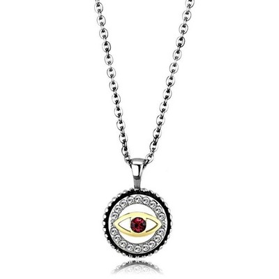 TK2527 - Two-Tone IP Gold (Ion Plating) Stainless Steel Chain Pendant with Top G