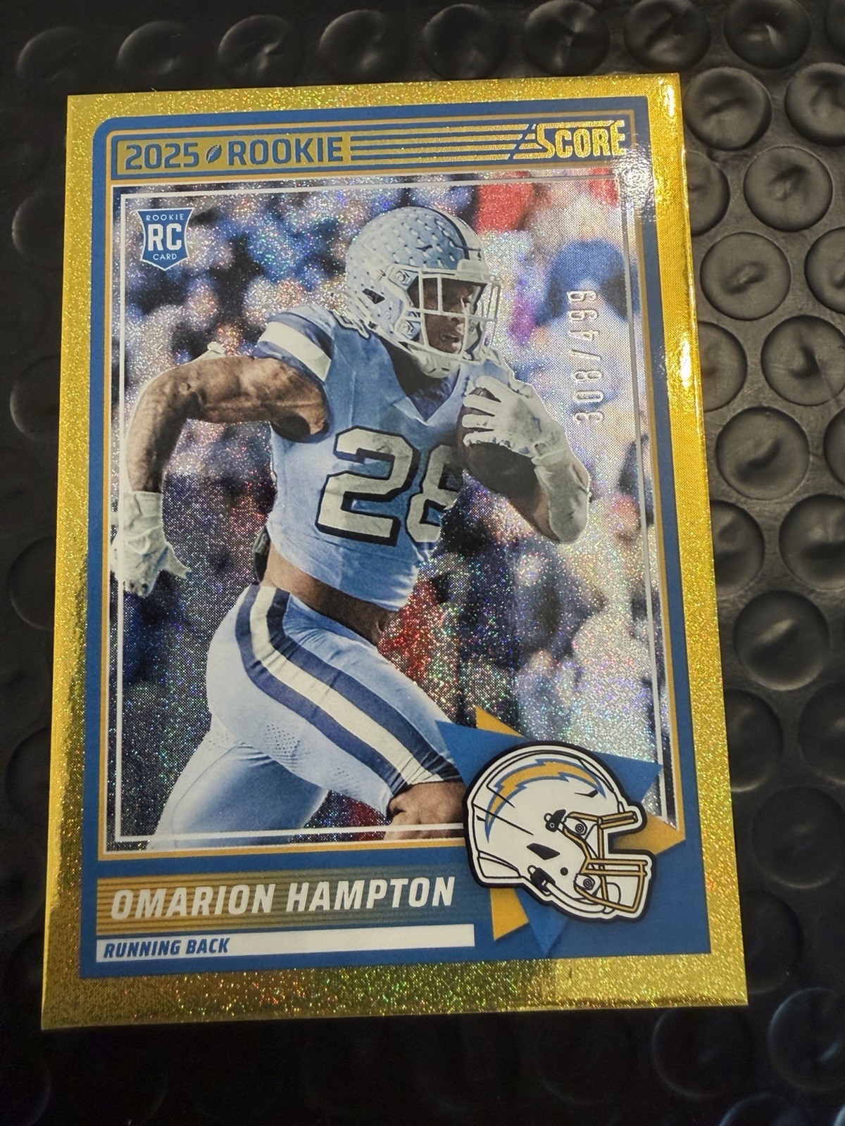 2025 Panini Score #37 Omarion Hampton RC Rookie Dots Gold /499