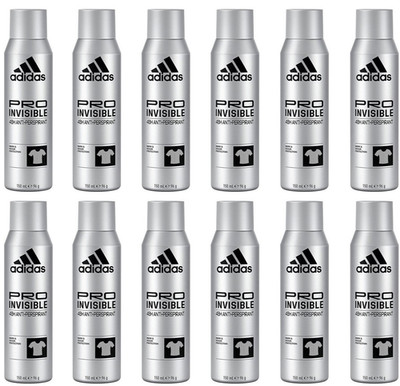 12x adidas Pro Invisible Deo Body Spray 48H Schutz, 150ml (12er Pack)