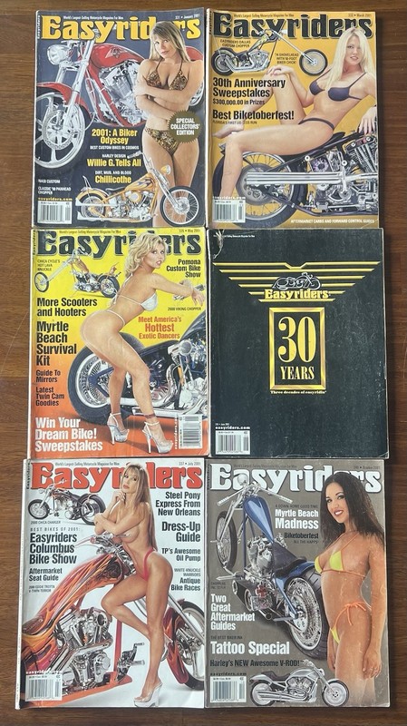 Lot of 6 Easyriders Magazine 2001 W/Centerfolds Vintage Motorcycle Easy Riders
