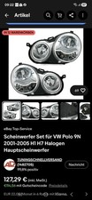 Scheinwerfer Set für VW Polo 9N 2001-2005 H1 H7 Halogen Hauptscheinwerfer