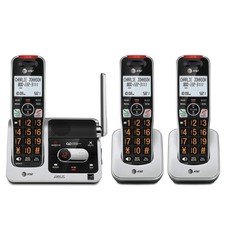 AT T BL102-3 DECT 6.0 3-Handset Cordless Phone for 3 Handset, Silver/Black