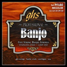 - 5-String Banjo Strings - Stainless Steel - Loop End - Medium Gauge - 011-02...
