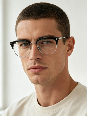 Chrome Hearts SLUNTRADICTION Black Half-Rim Square Eyeglasses 