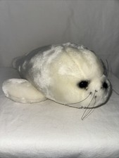 Sea World Vintage White Baby Seal Stuffed Animal Plush Toy 15  