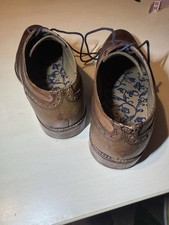 M&S Autograph Tan Leather Oxford Brogue Shoes Men’s 6.5 UK Worn Twice Blue Laces