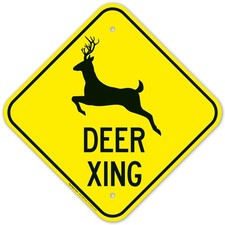 Deer Xing Sign 12"x12" Aluminum Crossing Warning   Rustproof  Fade-Resistant