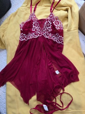 Sexy Babydoll / Negligé mit String   Bordeaux   Erotik  XL