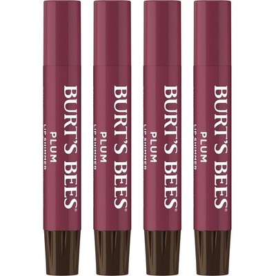 4 PACK Burt's Bees Shimmer, Tinted Lip Balm Stick, Moisturizing, Plum