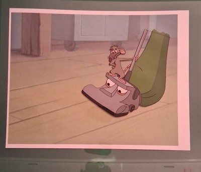 The Brave Little Toaster Animation Cel Kirby/Vacuum w Printed Background