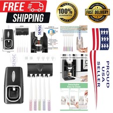 Automatic Toothpaste Dispenser 5-Compartment Toothbrush Holder - Wall Mounted