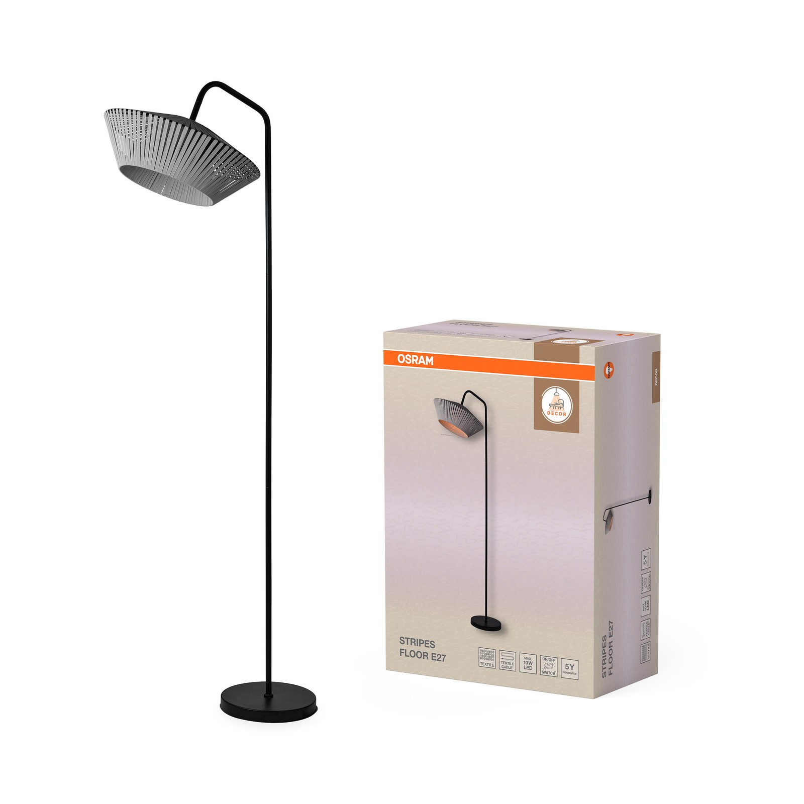 Lampada da terra OSRAM DECOR Stripes E27 Grigio scuro foto 4