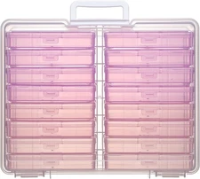 4x6 Photo Storage Box with 16 Inner Cases Pink Organizer