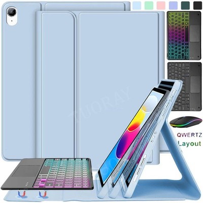 Touchpad QWERTZ Tastatur mit Hülle für iPad A16 11/10/9/8/7th Air M4 M3 Pro 11''