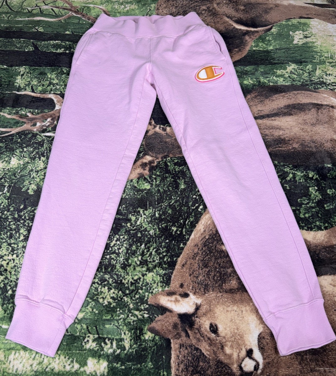 Vintage 90s CHAMPION Reverse Weave Pink Sweatpants XS Tapered 