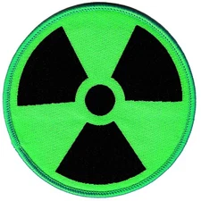 NUCLEAR RADIATION SYMBOL new EMBROIDERED IRON-ON PATCH GREEN RADIATION ZOMBIE