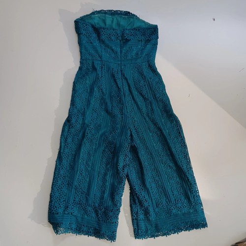 Tuta donna Anthropologie Greylin verde tubino gamba larga pizzo uncinetto taglia M - Foto 3 di 11