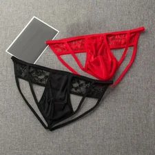 Lingerie Men Panties Thong Underwear Briefs G-String T-Back Crotchless