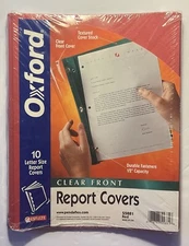 Oxford 55811 1/2 in. 3 Fastener Clear Front Report Cover - Red 10 pack New vtg