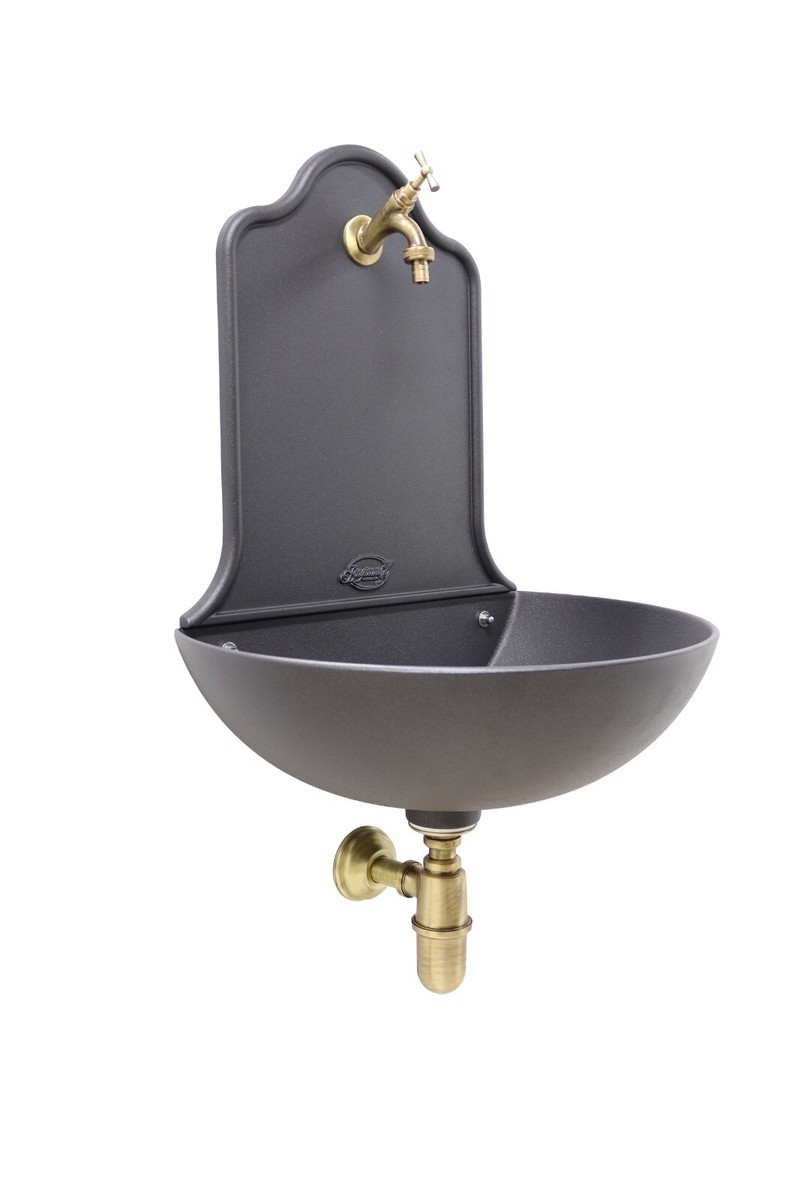 Fontana A Colonna Osiride Per Casa Giardino Colore Grigio Ghisa Con Vasca Con Rubinetto In Ottone A Scelta Brunito Mod147c 84792627