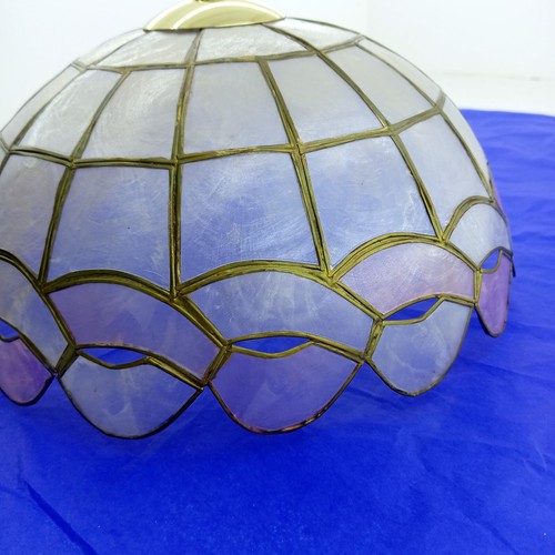 Vintage Stained Capiz Shell Mother Of Pearl Cream & Pink Ceiling Lampshade Boho - Picture 2 of 3