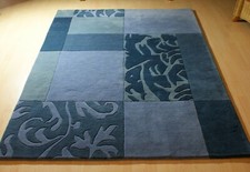Hochwertige Handgeknüpfter Teppich Tibet Nepal blau wolle verschiedene Größe