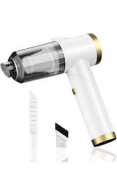 Q8 Handheld Vacuum, Cordless Car Vacuum Cleaner with LED Light, Recharge, White