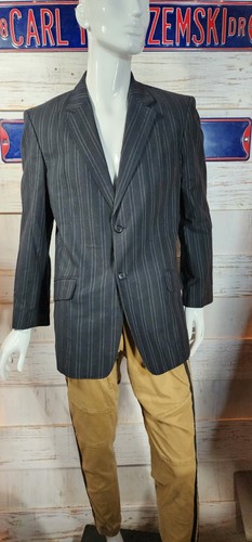 Axcess Blazer Mens Medium Black Cotton Striped Sport Coat 2 Button Casual @26 - Picture 2 of 7
