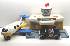3 pc Vintage Fisher Price Little People Play Family Airport+Airplane+Police     