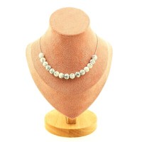 Steine Und Mineralien. Halskette 15 Perlen Howlite 8 Mm. Kette Aus Edelstahl