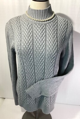 Croft&Barrow Woman s Sweater Size PM Color Grey 100% Cotton Knit Long Sleeve