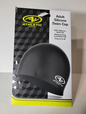 Adult Silicone Swim Cap Black Athletic Works AWX22009
