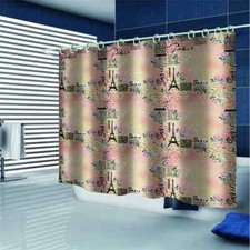 Nice Flower Color Tower 3D Shower Curtain Waterproof Fabric Bathroom Decoration