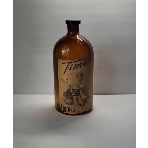 Vintage Antique Hoods Sarsaparilla Bottle Boxing Boy Graphic 12"Tall