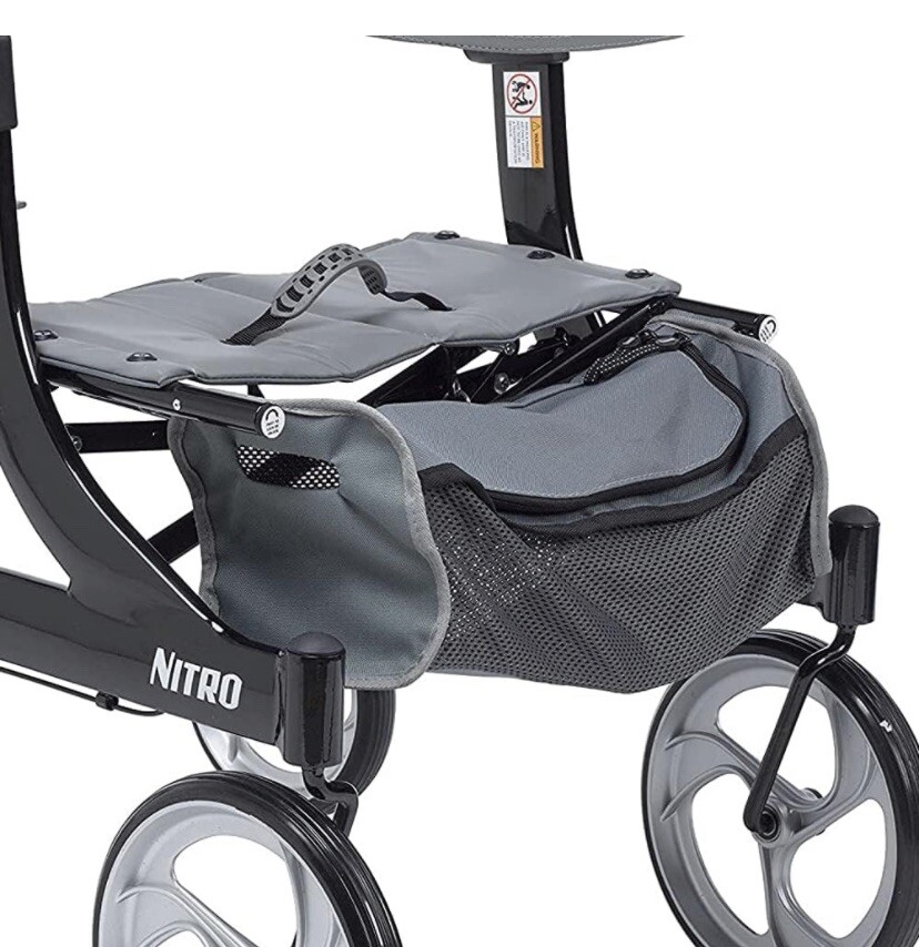 Drive Medical RTL10266BKH, Nitro Foldable Rollator Walker & Seat, Hemi